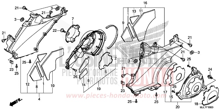 PANNEAU MARCHE/FLASQUE DE MOTEUR de Integra 750 MAT PEARL GLARE WHITE (NHB54) 2014